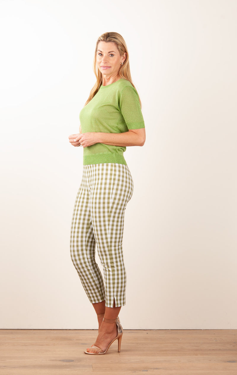 Hose „Capri“ Grün | Weiß