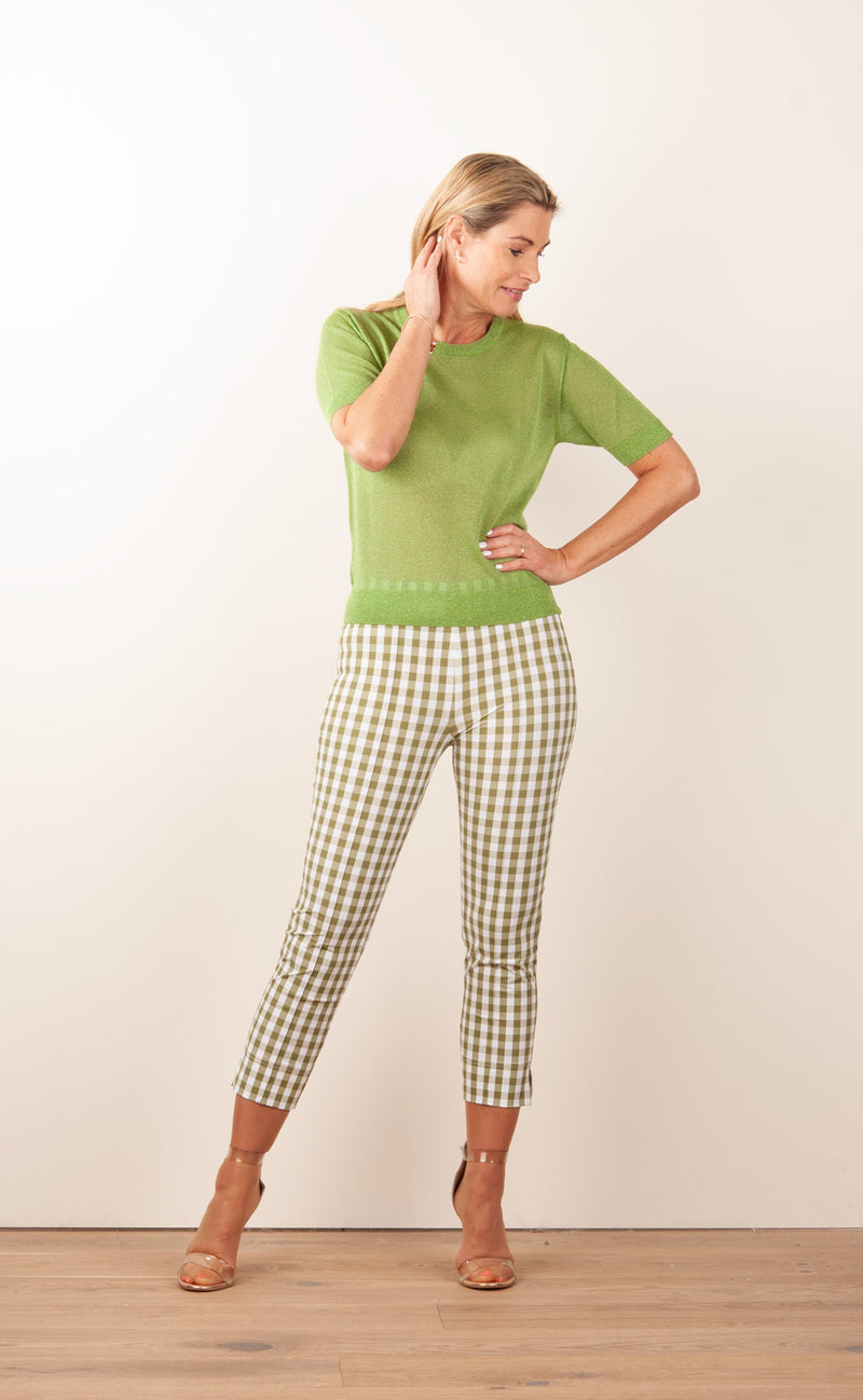 Hose „Capri“ Grün | Weiß
