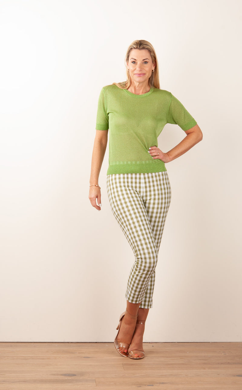 Hose „Capri“ Grün | Weiß