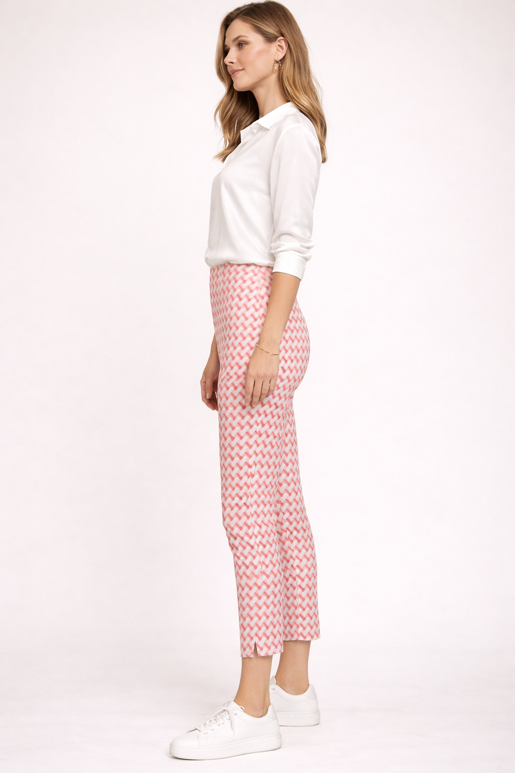 Hose „Sabrina“ Rosé | Rosa | Weiß