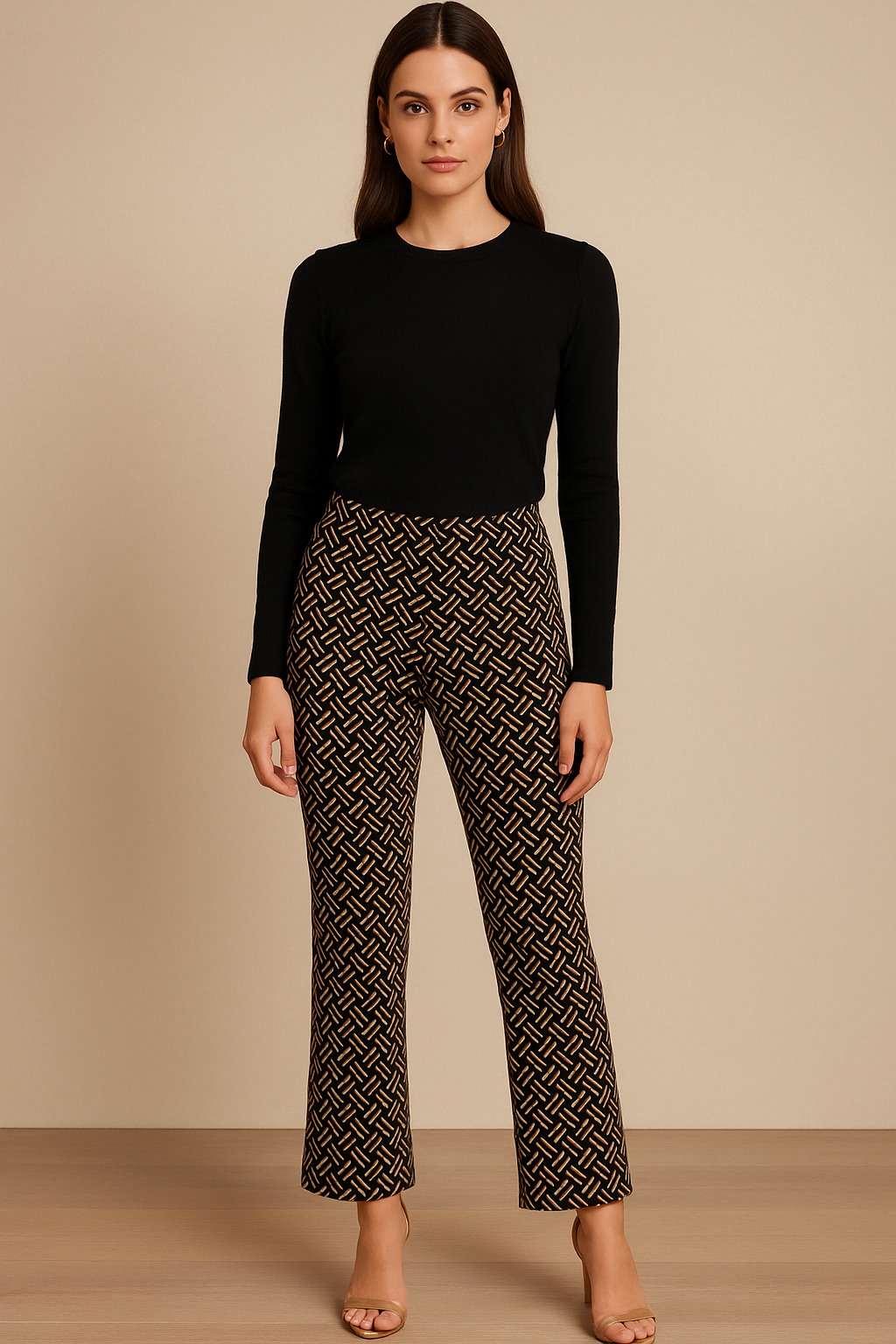 Hose „Cindy Rhombus“ Camel | Braun | Schwarz