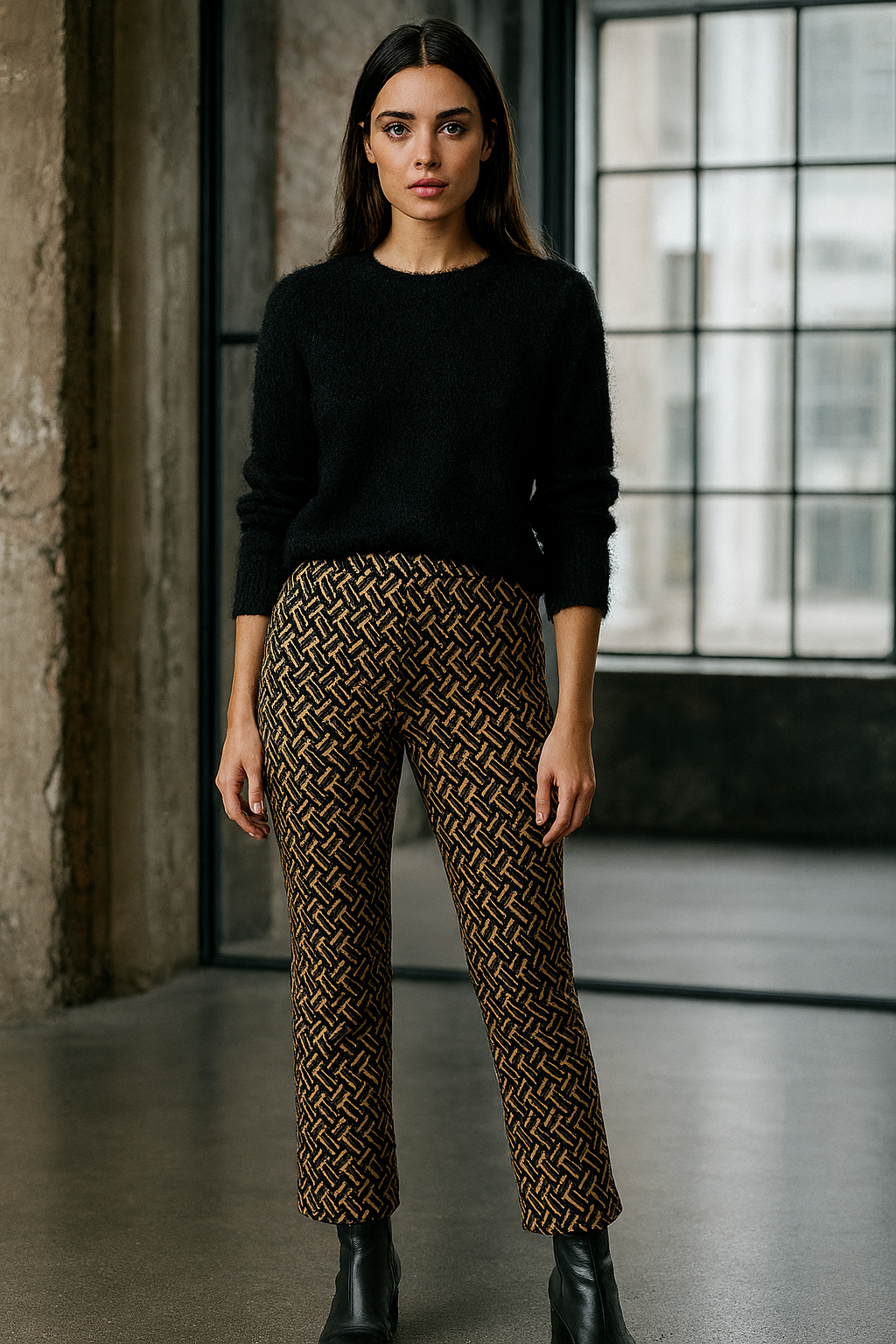 Hose „Cindy Rhombus“ Camel | Braun | Schwarz