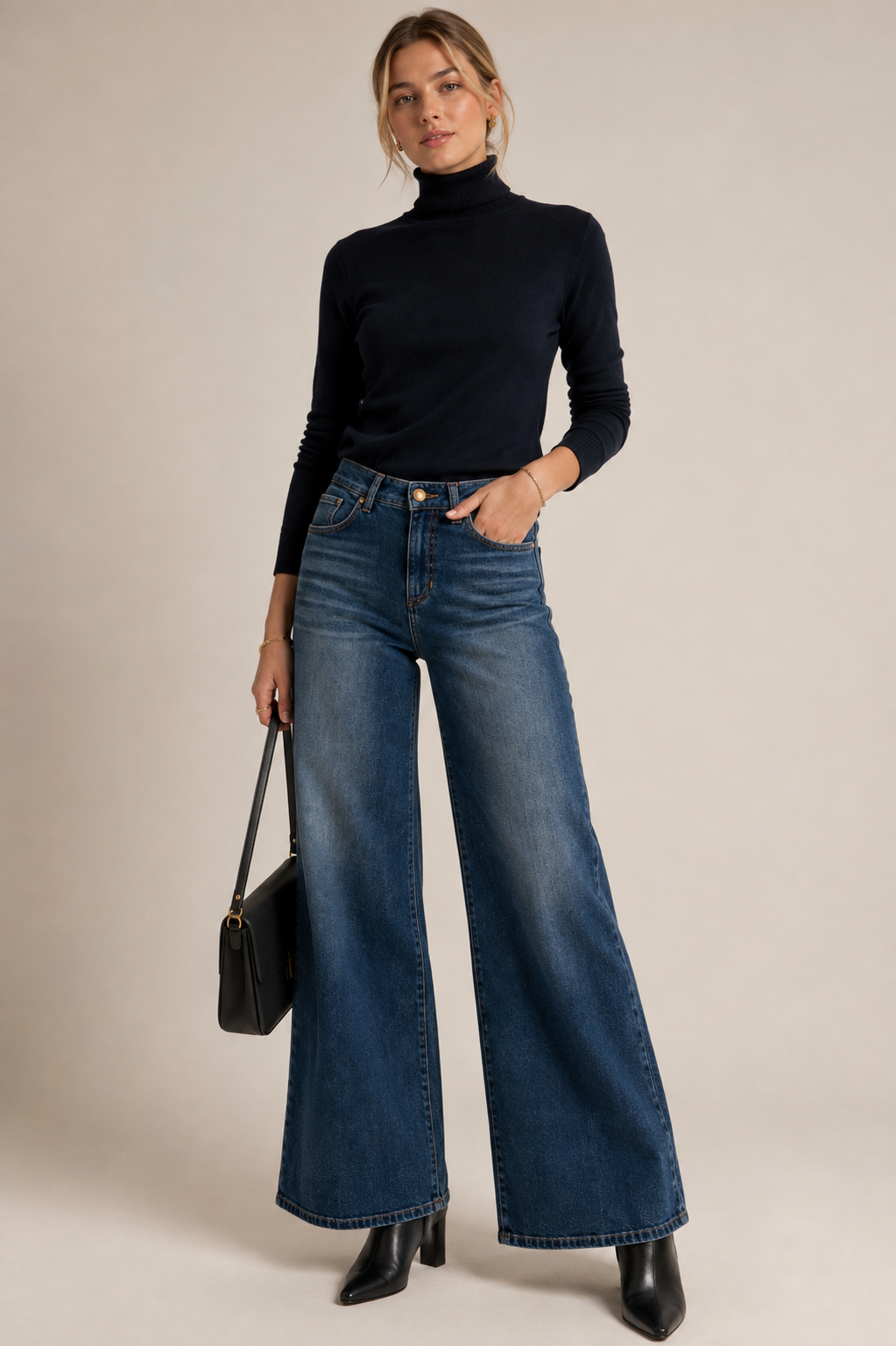 Wide-Leg Jeans „Maury“ Klassische blaue Waschung