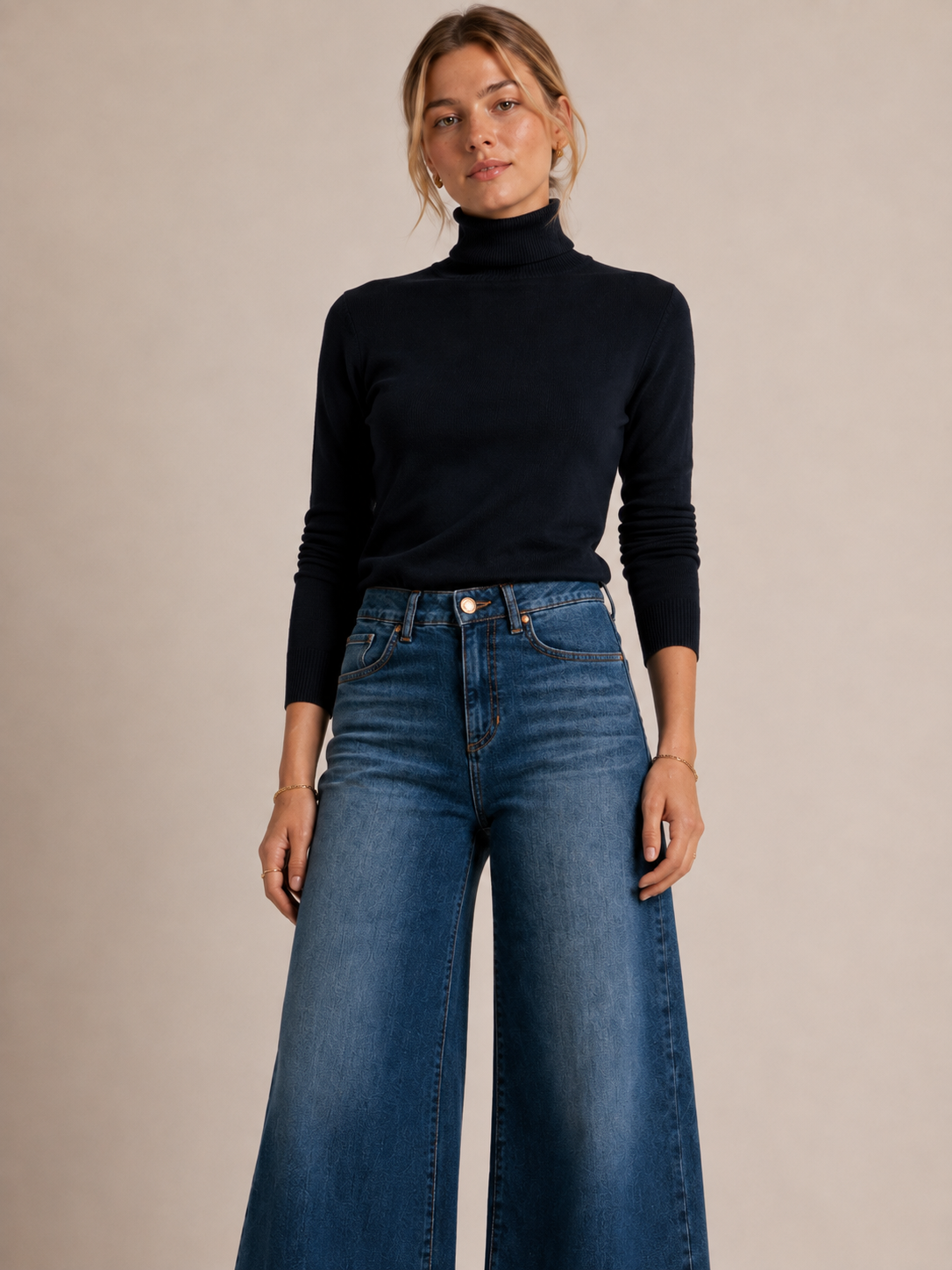 Wide-Leg Jeans „Maury“ Klassische blaue Waschung