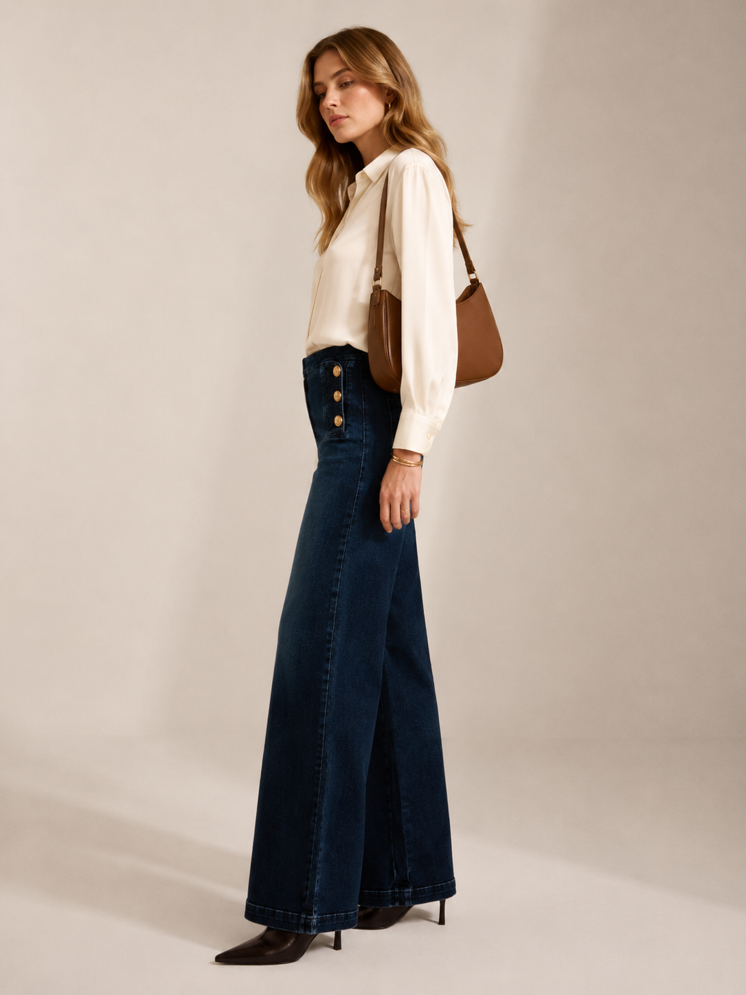 Wide-Leg Jeans „Bridget“ Dunkelblaue | Edle Waschung