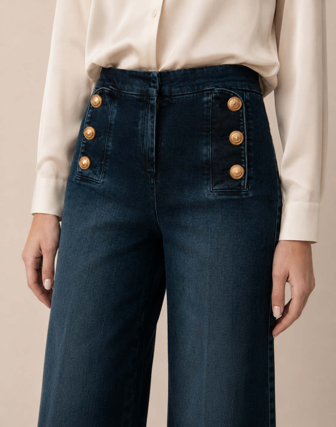 Wide-Leg Jeans „Bridget“ Dunkelblaue | Edle Waschung