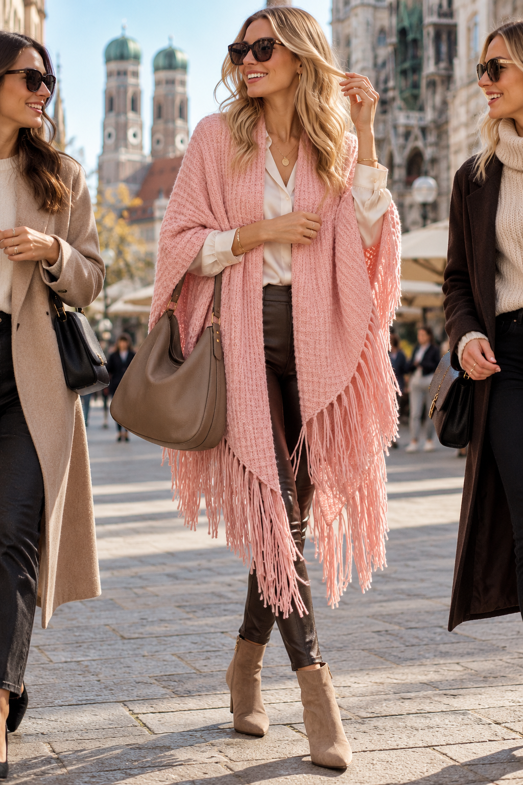 TRAUMHAFTER LUXUS ZUM REINKUSCHELN: DAS CASHMERE-CAPE „CELINA“ VON SIMONE BRUNS / München mit Freundinnen
