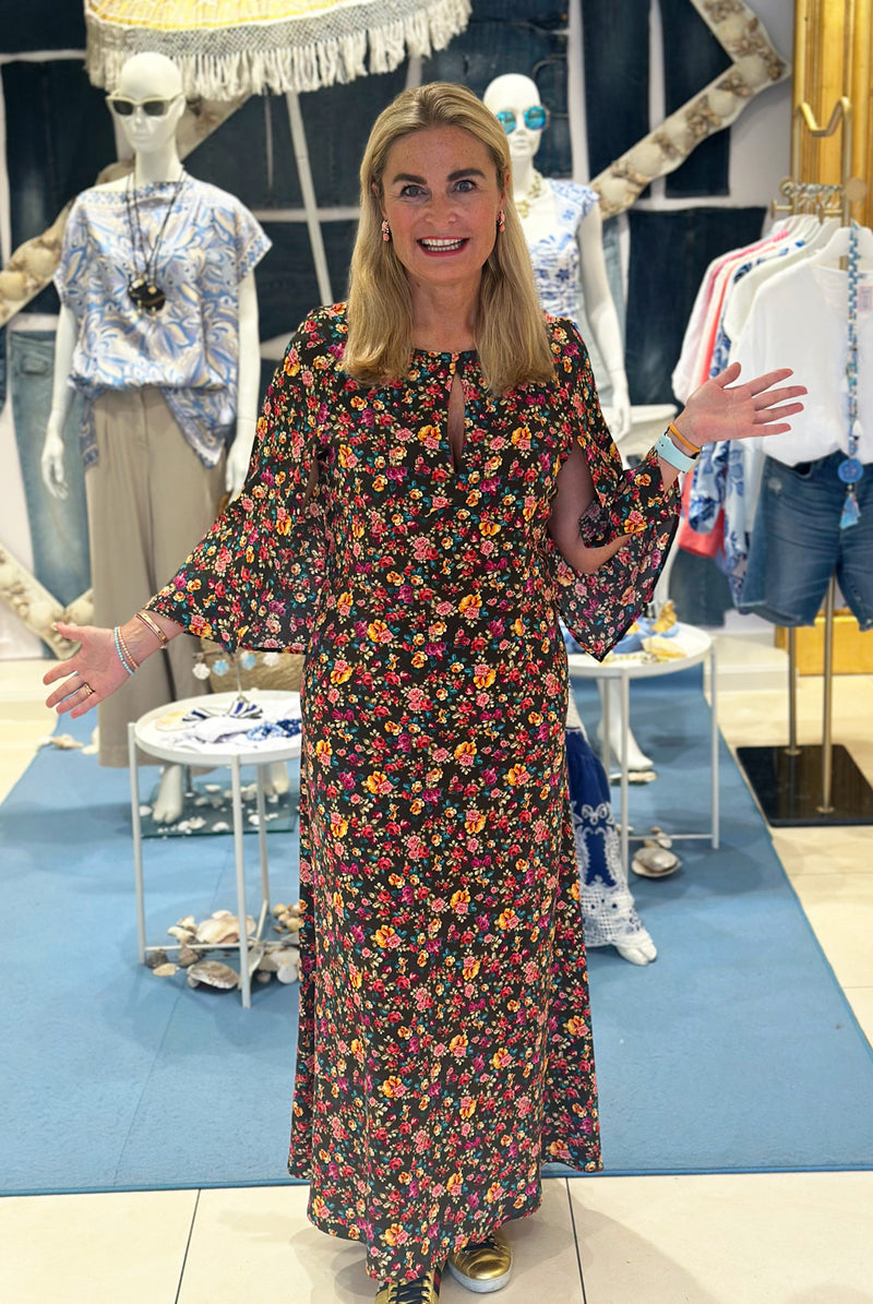 Kleid „Blumen“ Braun | Multicolor