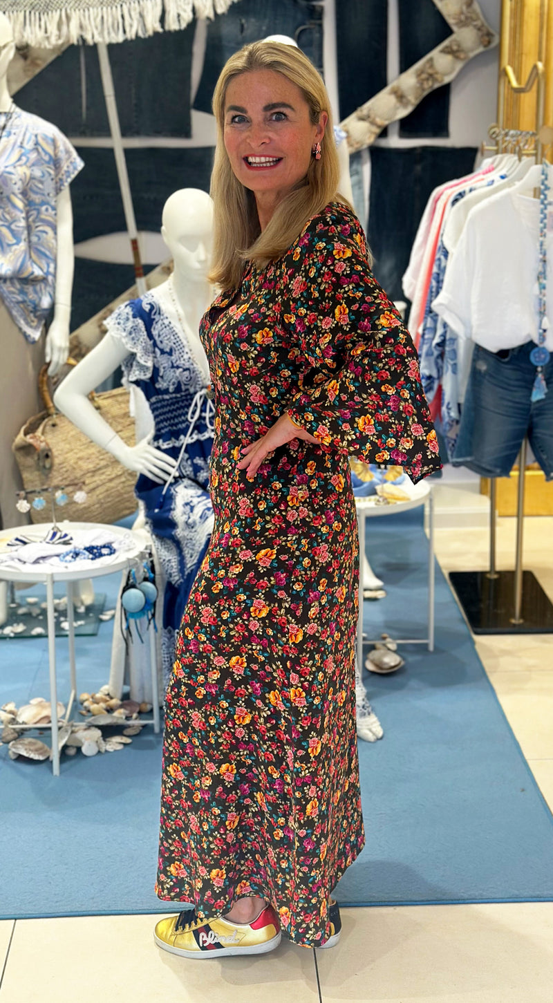 Kleid „Blumen“ Braun | Multicolor