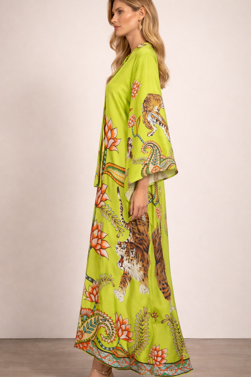 Seiden-Statement-Kleid Grün | Multicolor