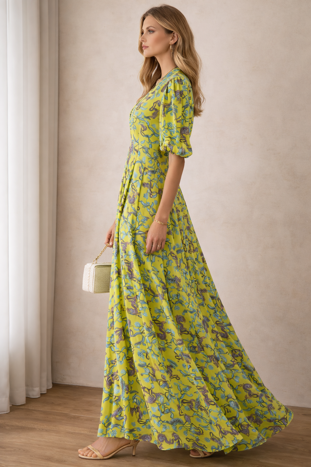 Statement-Maxikleid Grün | Multicolor