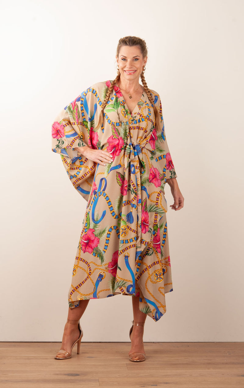 Kleid / Kaftan Beige | Multicolor