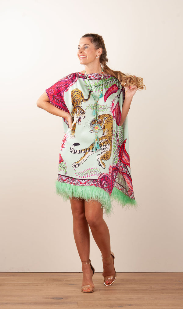 Kleid „Feder“ Mint | Multicolor