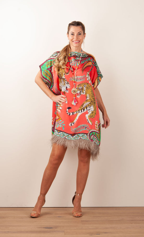 Kleid „Feder“ Koralle | Multicolor