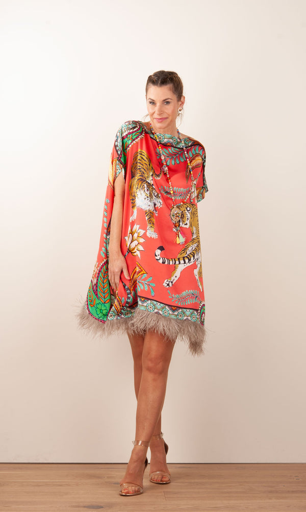 Kleid „Feder“ Koralle | Multicolor