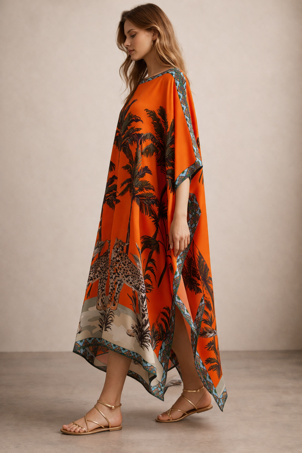 Seidenkaftan Orange | Multicolor