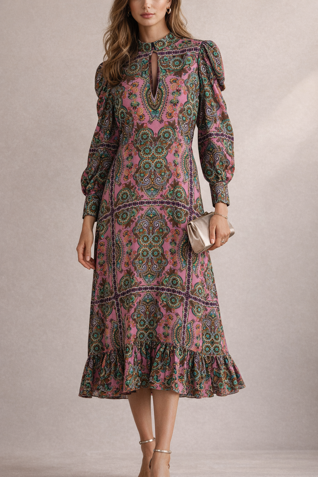 Seiden-Georgette-Kleid Pink | Multicolor