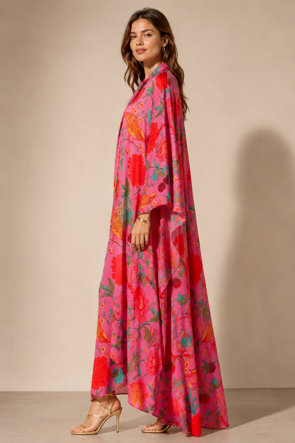 Seiden-Statement-Kleid „Floral“ Pink | Multicolor