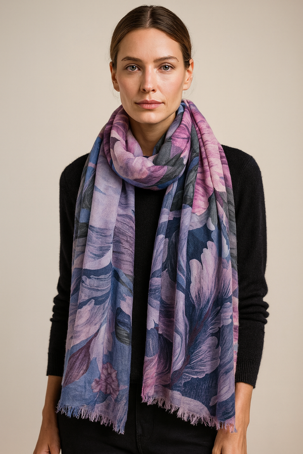 Schal „Blumen“ Lila | Grün | Multicolor