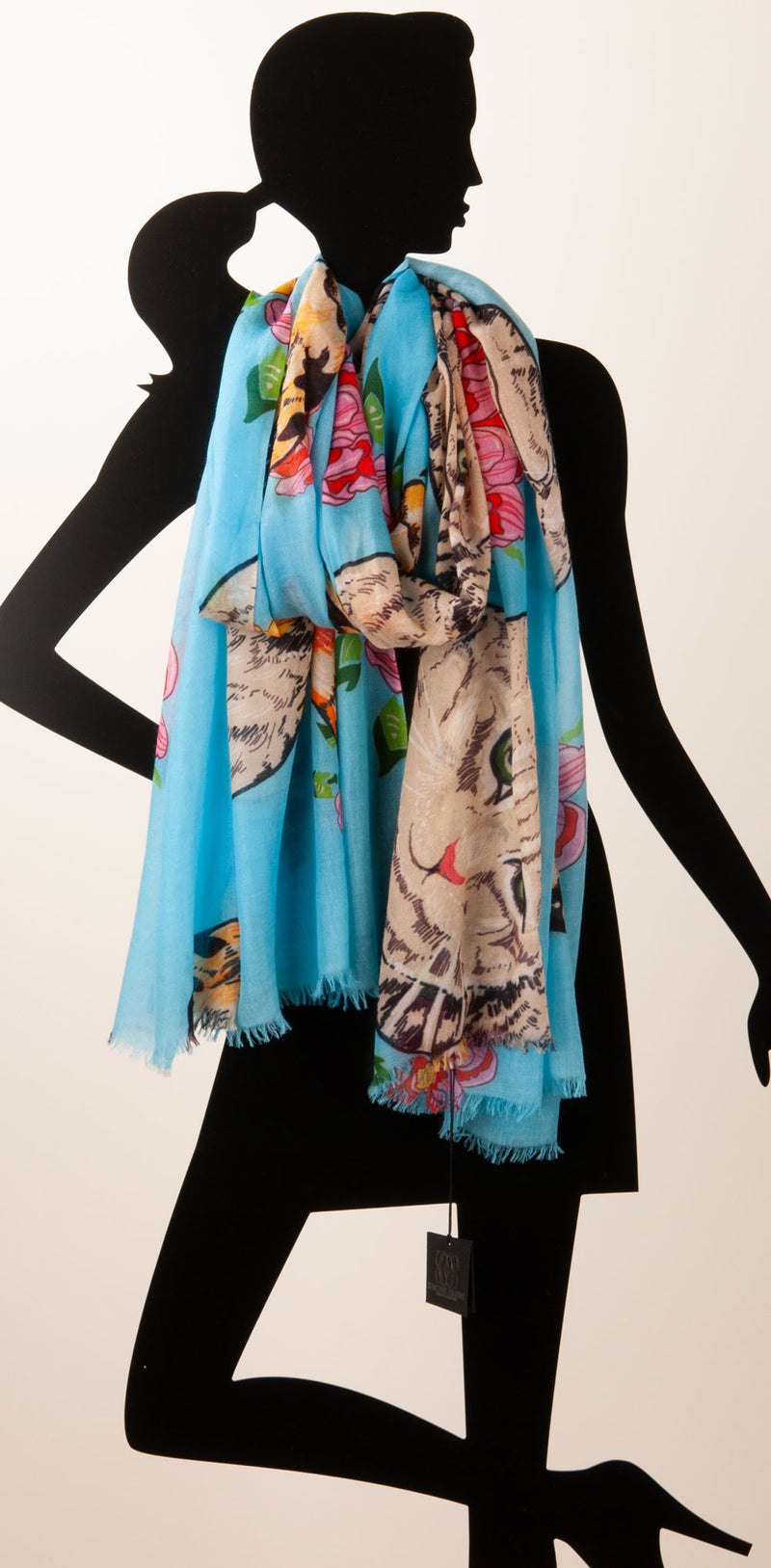 Simone Bruns Schal „Katzen“ Blau | Multicolor
