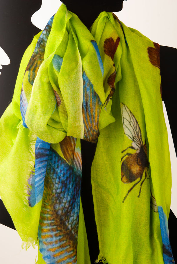Schal „Fische“ Grün | Multicolor