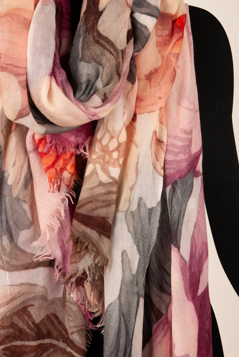 Schal „Blumen“ Rosa | Grün | Multicolor