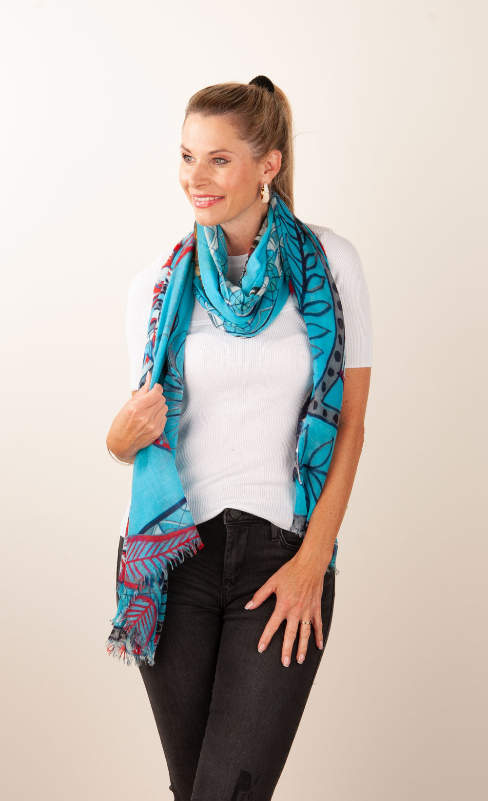 Schal „Tiger“ Türkis | Multicolor
