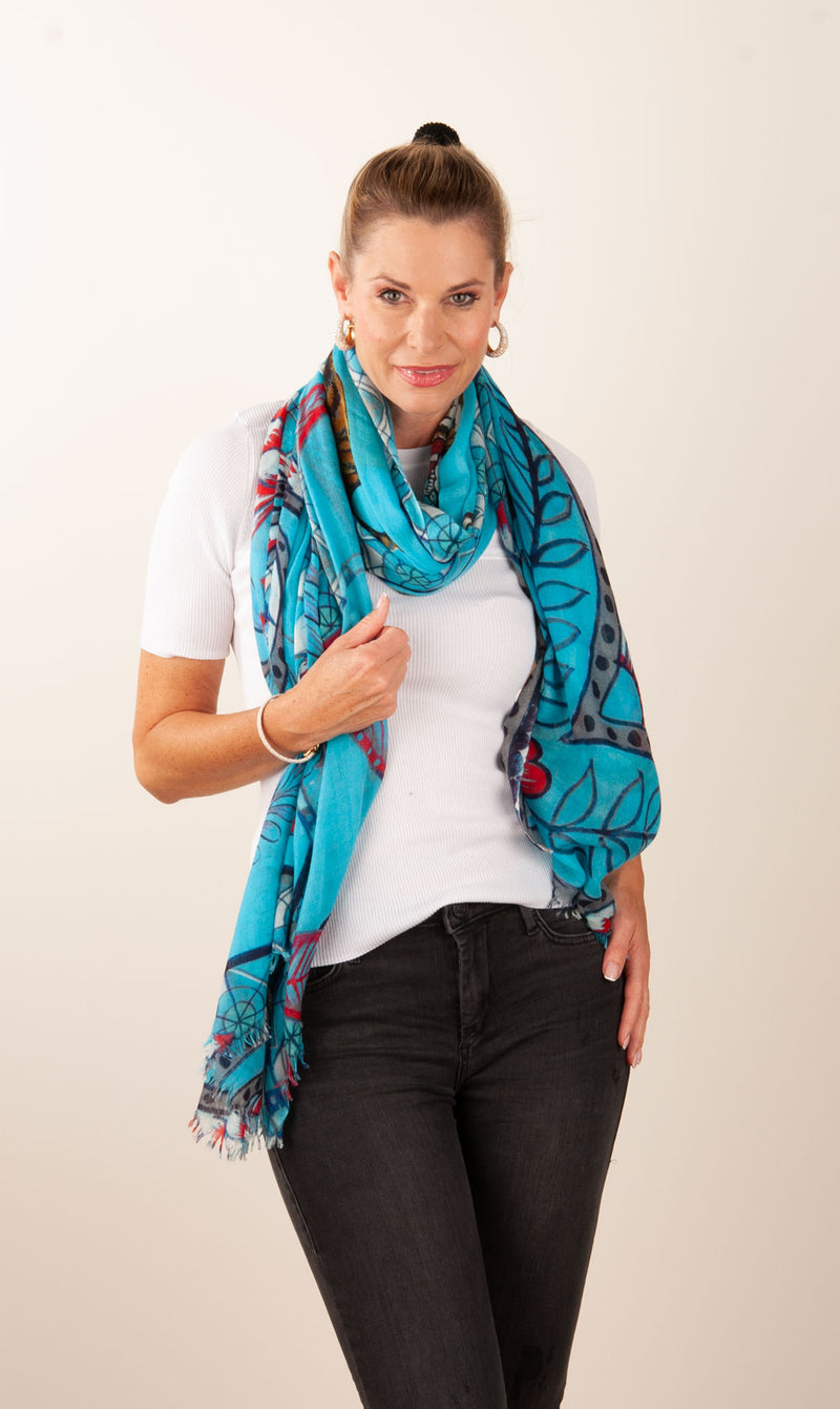 Schal „Tiger“ Türkis | Multicolor