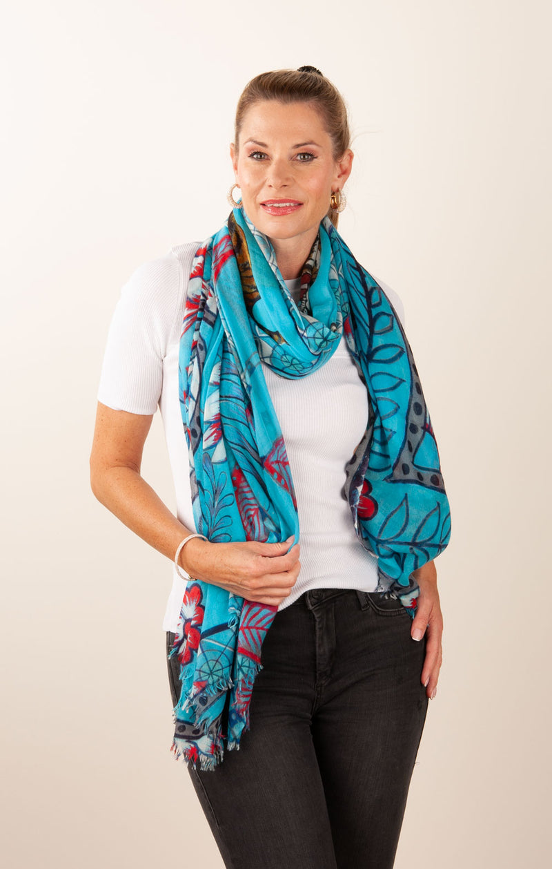 Schal „Tiger“ Türkis | Multicolor