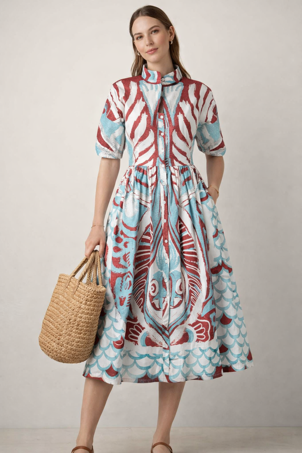 Kleid Weiß | Blau | Rot