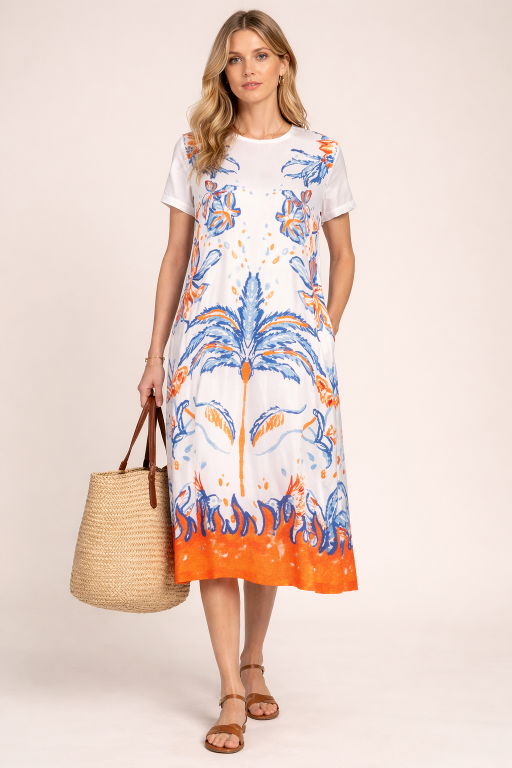Sommerkleid „Floral“ Weiß | Blau | Orange
