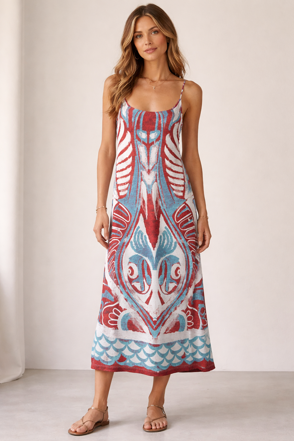 Trägerkleid Rot | Blau | Weiß