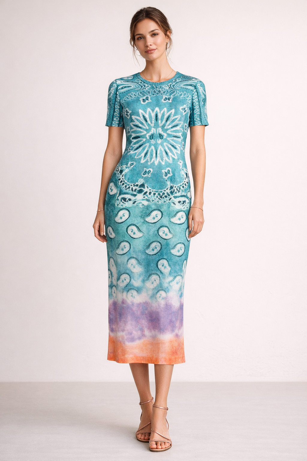 Kleid „Paisley“ Grün | Weiß