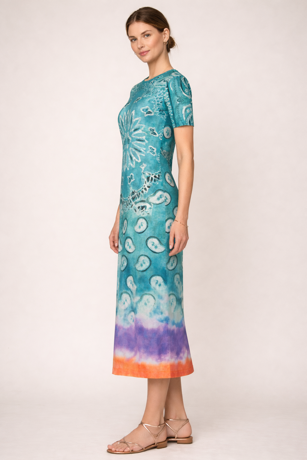Kleid „Paisley“ Grün | Weiß