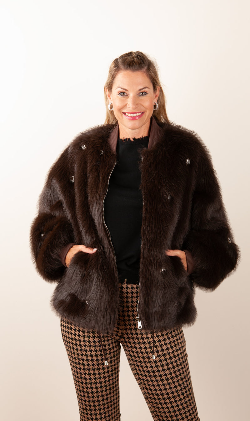 Jacke „Fake Fur“ Braun