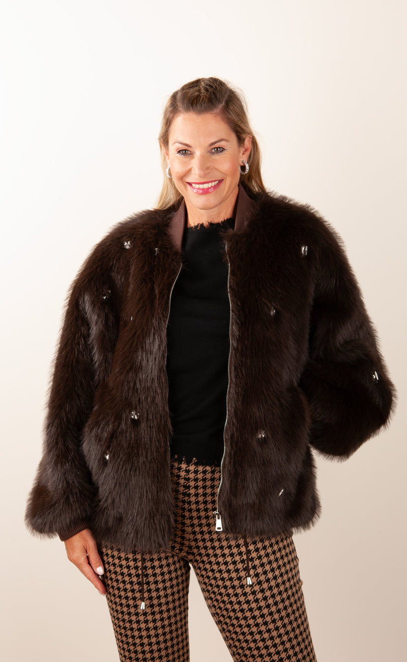 Jacke „Fake Fur“ Braun