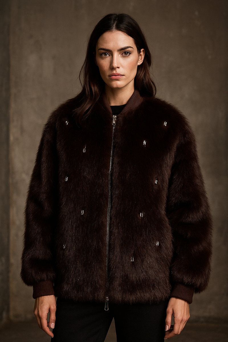 Jacke „Fake Fur“ Braun