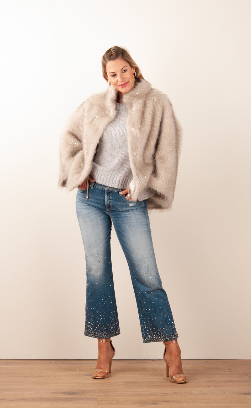 Jacke „Fake Fur“ Grau | Offwhite