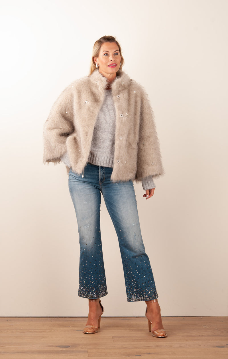 Jacke „Fake Fur“ Grau | Offwhite