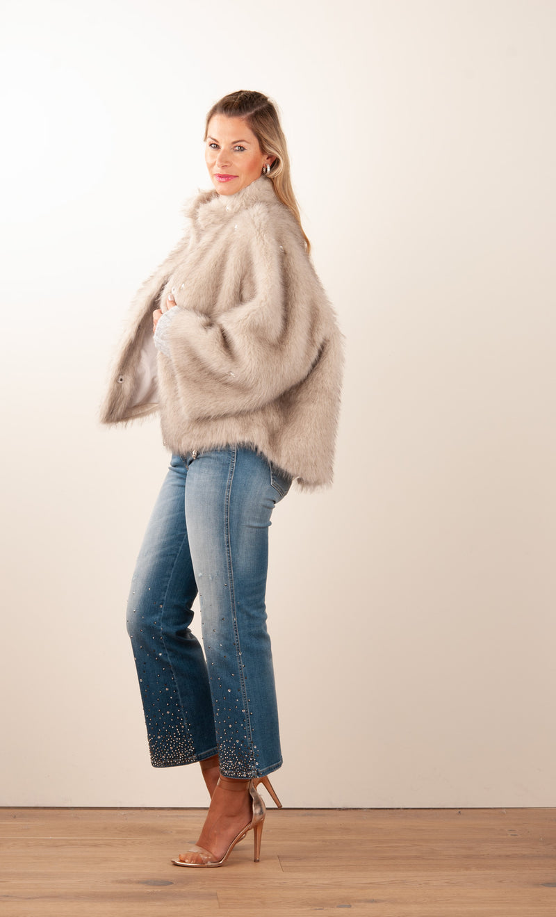 Jacke „Fake Fur“ Grau | Offwhite
