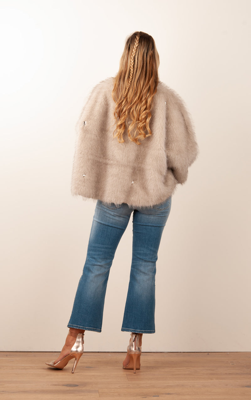 Jacke „Fake Fur“ Grau | Offwhite