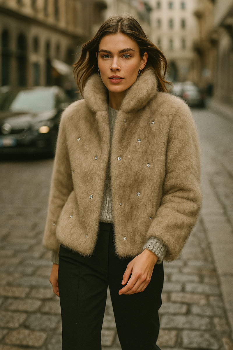 Jacke „Fake Fur“ Grau | Offwhite