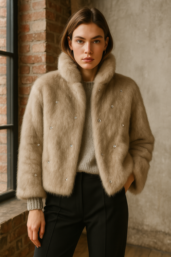 Jacke „Fake Fur“ Grau | Offwhite