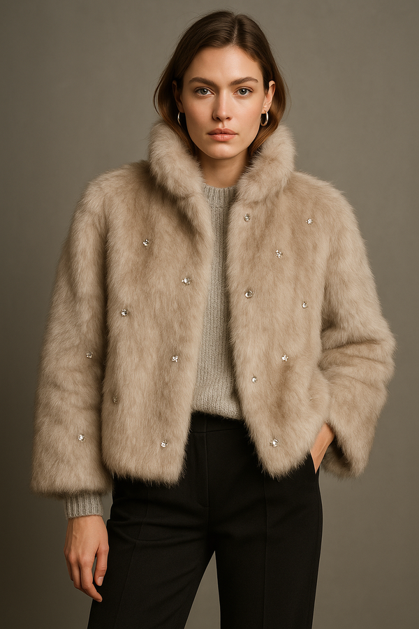 Jacke „Fake Fur“ Grau | Offwhite
