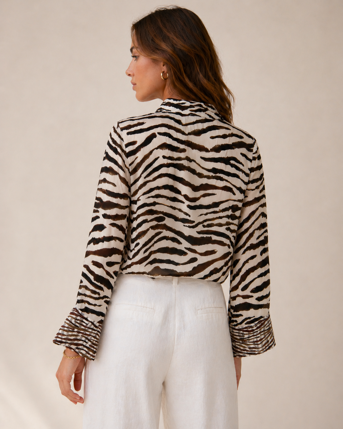 Bluse „Zebra“ Creme | Braun