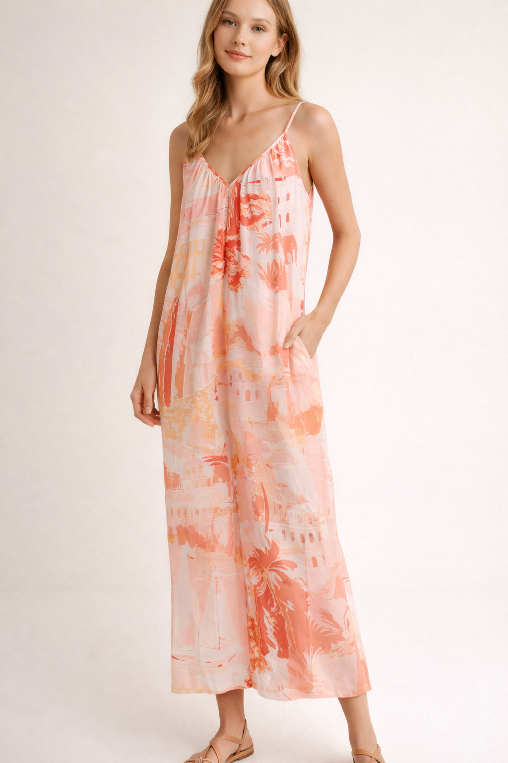 Jump Suit „Landschaft“ Puder | Rosa | Multicolor