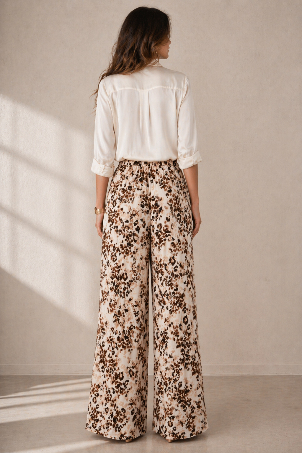 Wide-Leg-Hose „Leopard“ Creme | Beige | Braun