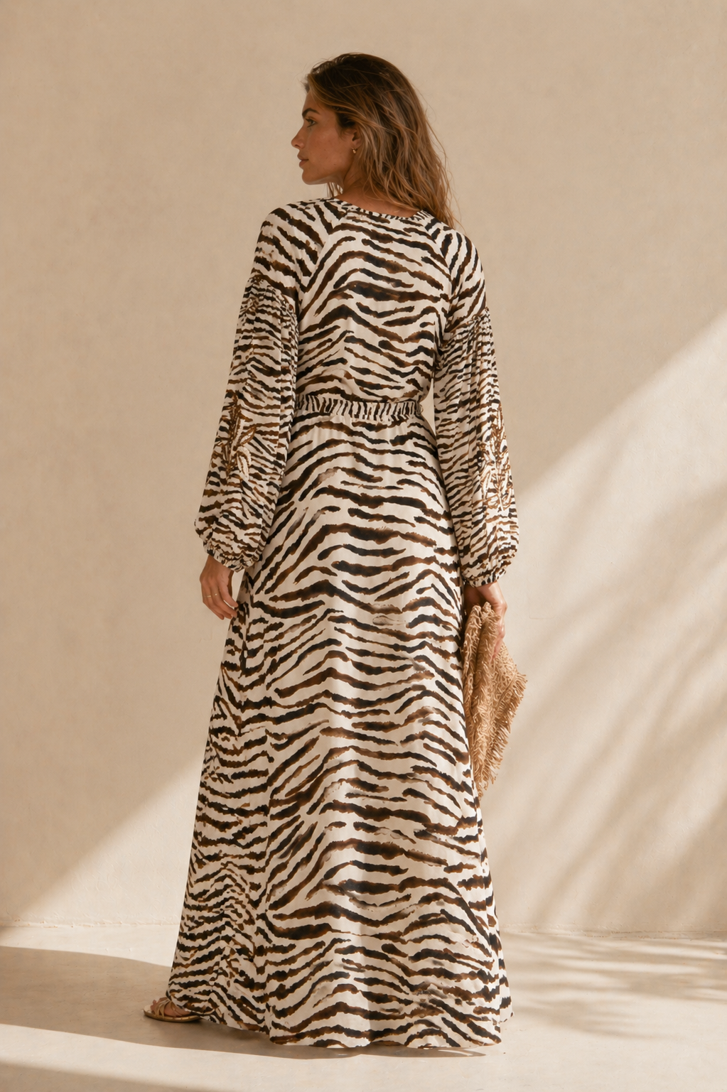 Maxi-Kleid „Zebra“ CREME | BRAUN