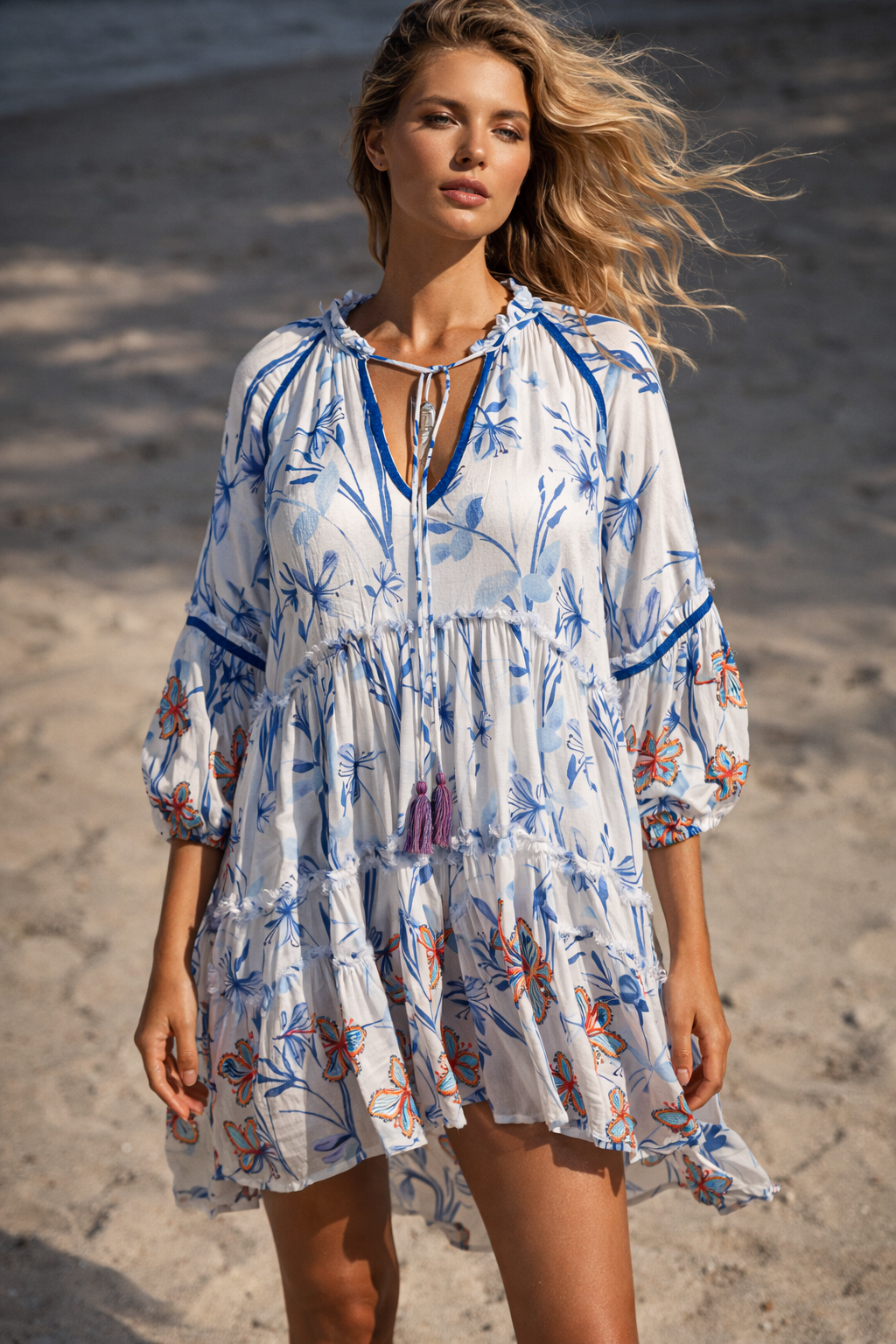 Kleid Weiß | Blau | Multicolor