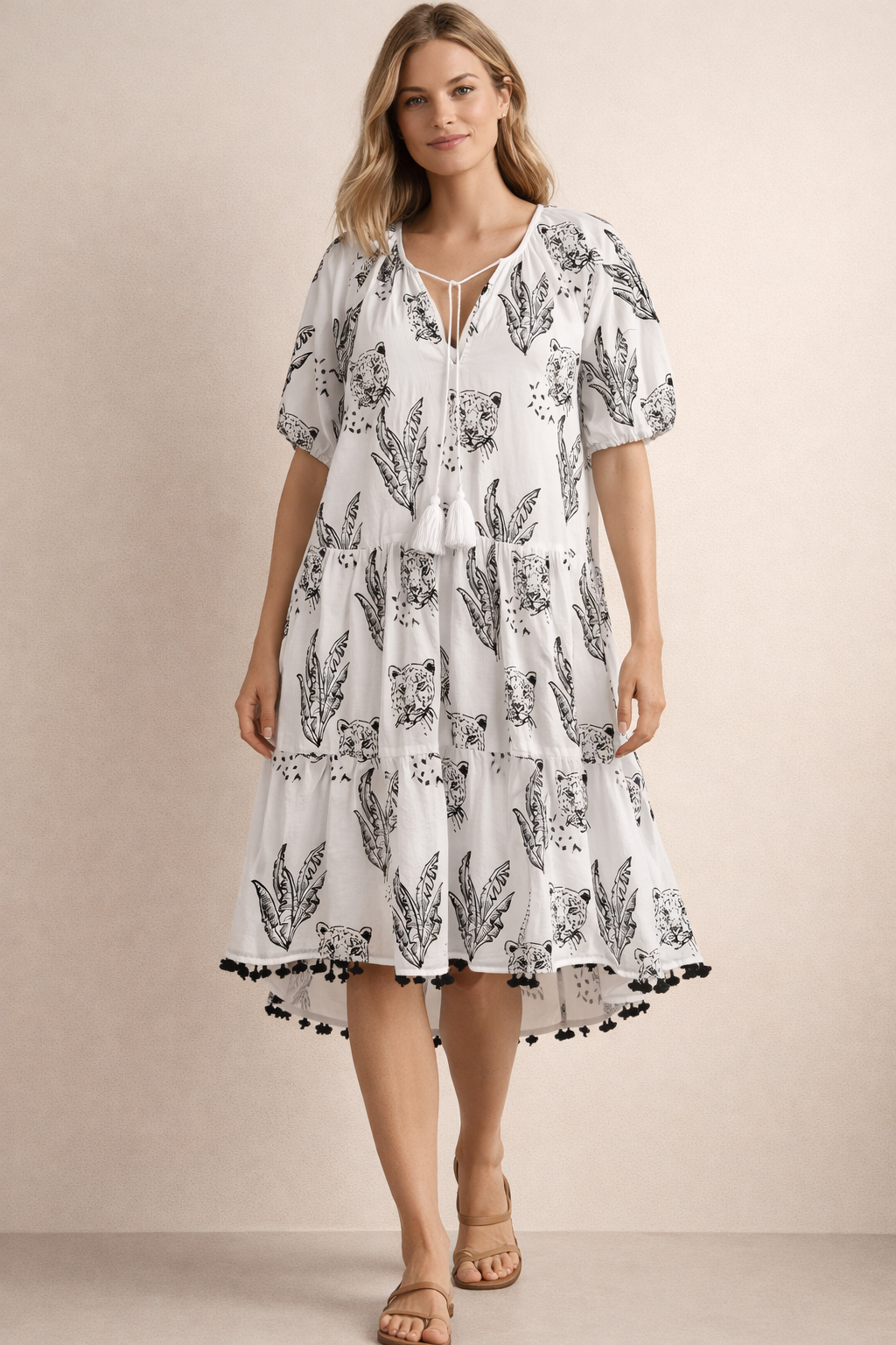 Kleid „Tiger“ Weiß | Schwarz